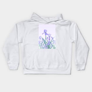 purple iris in purple background Kids Hoodie